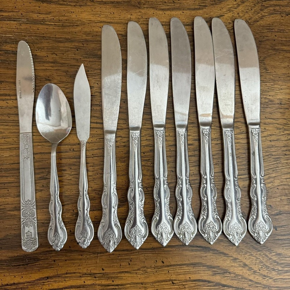 Lot International Stainless China Flatware Dinner Knives‎ Butter Spoon